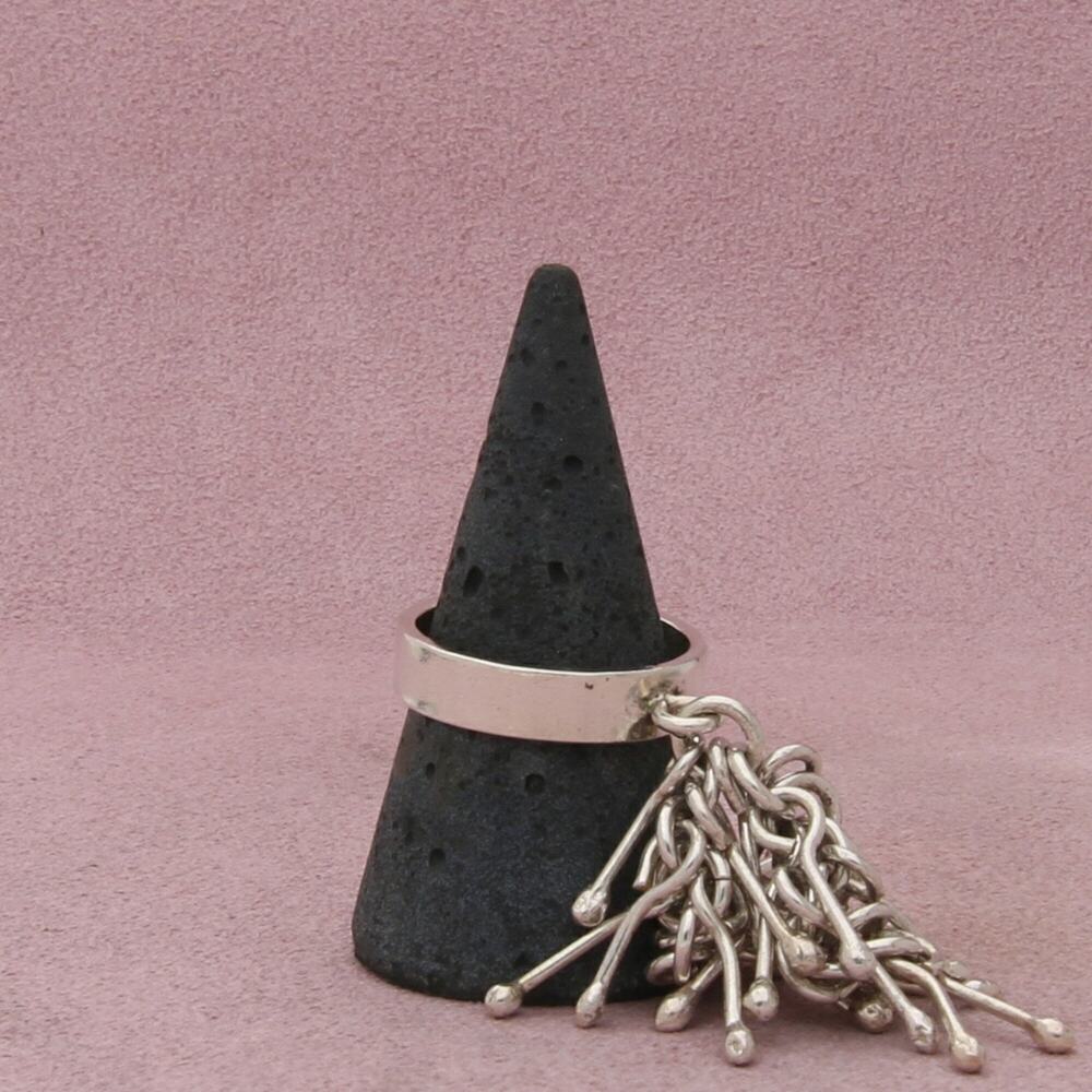mexico sterling silver vintage beaded bar cluster dangle ring size 9